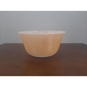 Vintage Fire King Peach Lusterware Scalloped Edge Dessert‎ Bowl Iridescent